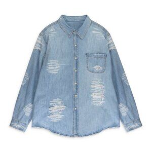 424 Distressed Washed Denim Shirt